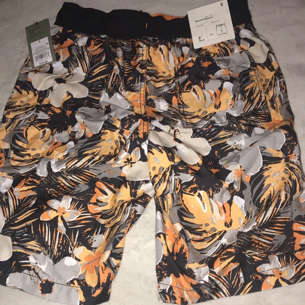 Orange Floral Board Shorts - Picture 3 of 5
